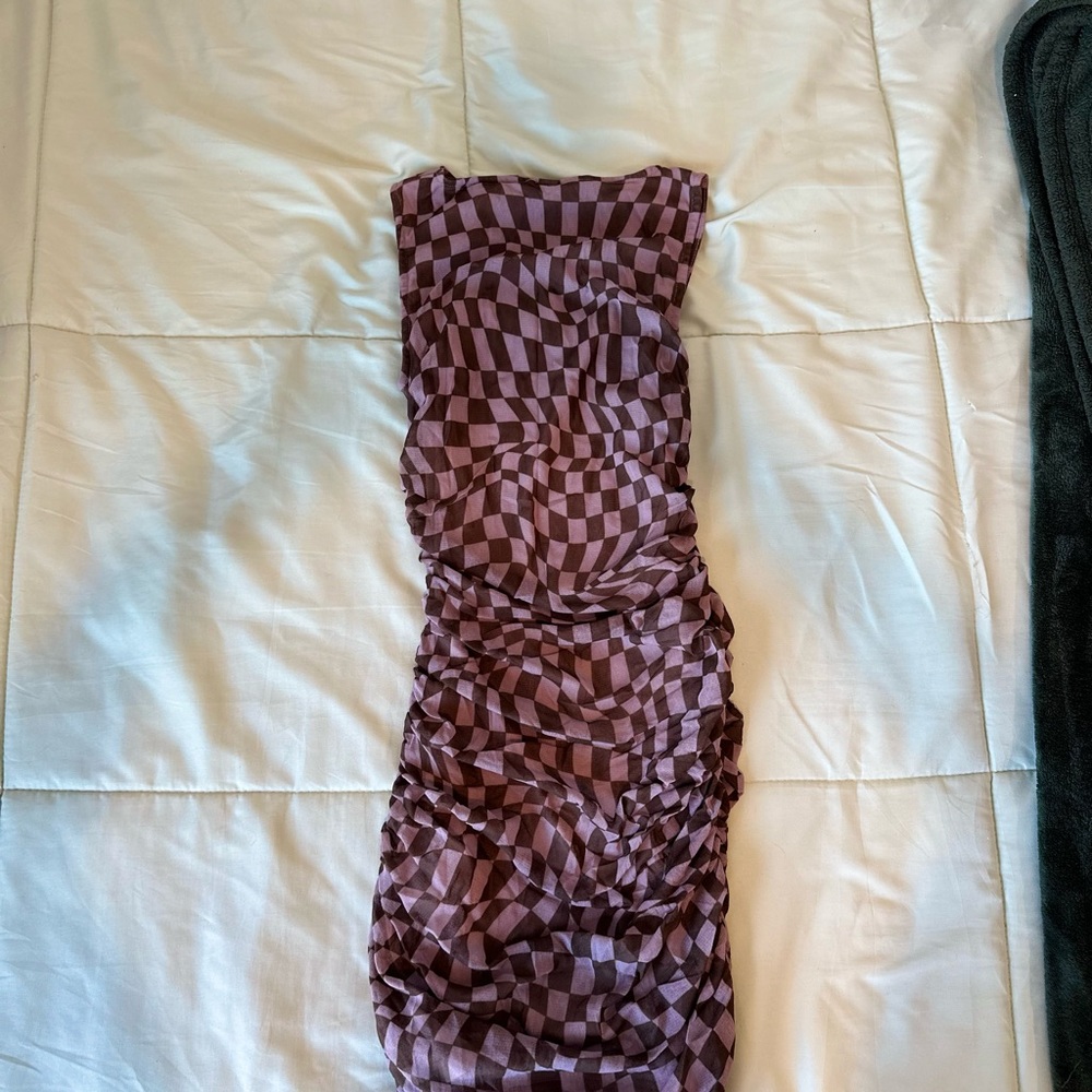 Checkered Mini Ruffled Dress - Picture 4 of 5